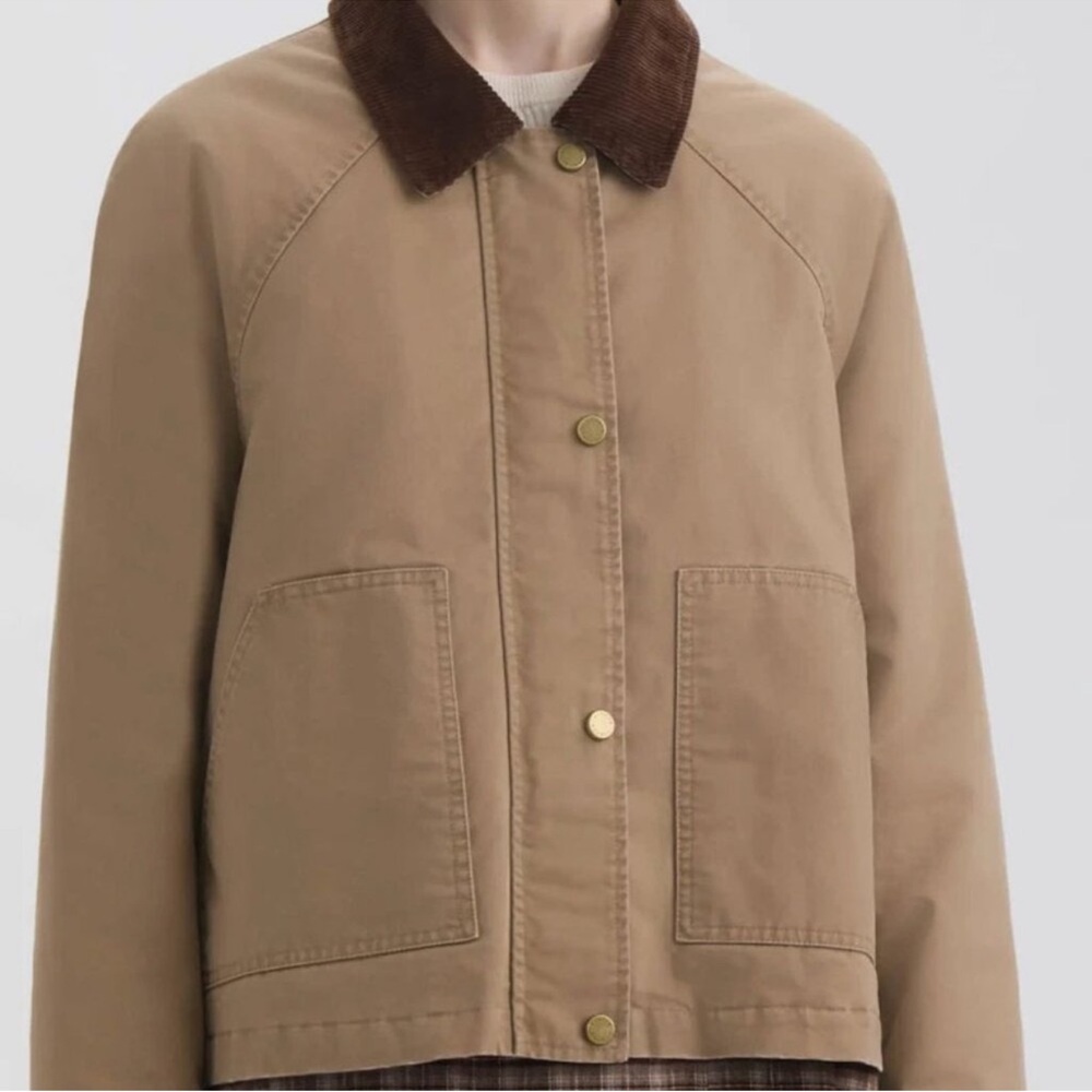 Hunter Women's Khaki Utility Jacket with Brown Corduroy Collar - Picture 14 of 14